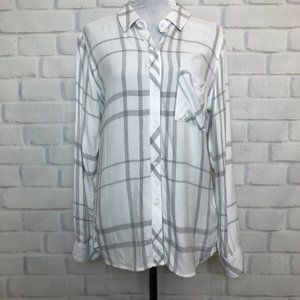 Rails White Charcoal Plaid Buttondown Hunter Shirt